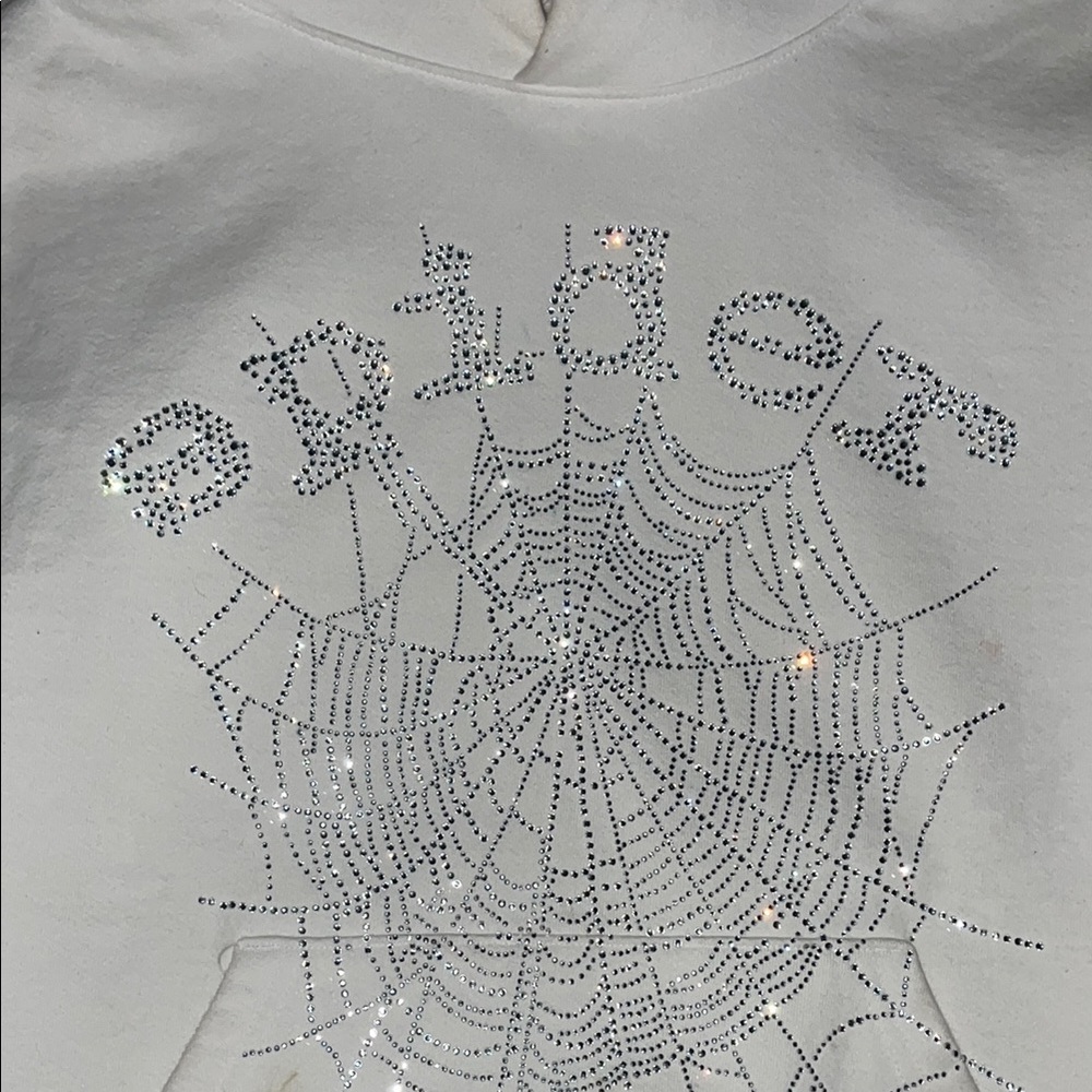 Sp5der OG Rhinestone Hoodie “White”
